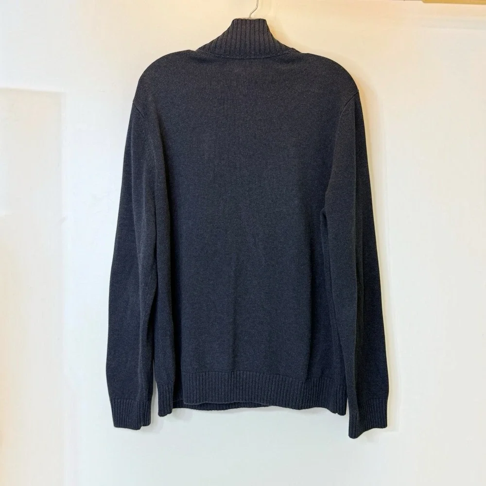 Banana Republic Men's M Navy Mock Neck Button Knit Pullover Sweater Solid